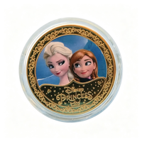 2026 Blonde Braid Girl Medallion Five Ice Crown Princess Designs Iron Plated Gold Acrylic Case