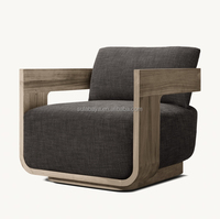 Fauteuil pivotant d'extérieur LUXORA Modern Sedona en teck résistant aux intempéries pour hôtel et jardin