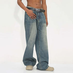 TOPSHOW DENIM Custom Baggy Jeans Herren Lose übergroße Hose mit weitem Bein und boden langer, gerader Jeans Vintage Herren jeans - Product Image 6