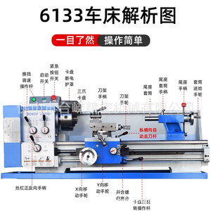 Tour à métaux Tai Rong Cq6133, longueur maximale 700 mm, tour de précision de table, qualité industrielle, moyenne capacité, broche R8 - Product Image 4