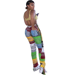 2020 nuovo Disegno di Modo Delle Donne Fessura del Lato <span class=keywords><strong>Pantaloni</strong></span> <span class=keywords><strong>Lunghi</strong></span> di Stile Africano di Stampa Dalla Fasciatura <span class=keywords><strong>Pantaloni</strong></span> - Product Image 3