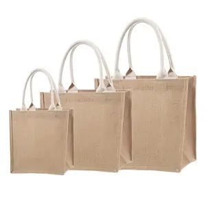 Promotional Eco Friendly Cotton Linen Bag Jute Gifts Bag Beach With Pocket Jute Bag