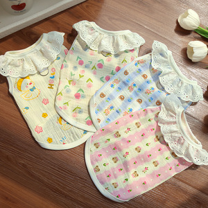 <b>Cute</b> Print 100% Cotton Breathable Lightweight Leisure Pet Clothes Vests Dresses Custom Logo Prevent Shedding Spring Summer Pet - Product Image 4