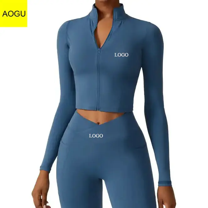 Custom Fit Yoga Gym Fitness manica lunga Full Zip Up abbigliamento Yoga traspirante per donna giacca da ginnastica