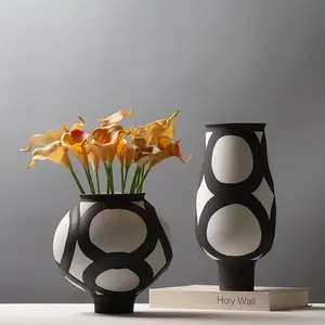 MSH Modern dilukis tangan vas keramik silinder vas porselen mengkilap untuk dekorasi rumah