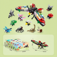DIY 3D 12 types d'insectes Blocs de construction Ensemble de construction Jouet éducatif de Noël pour enfant Ensemble de modèles de style rétro unique