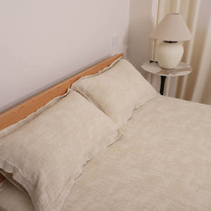 Vente en gros de draps français en lin lavé à la <span class=keywords><strong>pierre</strong></span> de couleur unie Queen King Size 100 lin linge de lit ensemble de housse de couette - Product Image 2