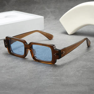 Damen Luxus Retro Unisex Sonnenbrille Hochwertige Erwachsene Vintage Schmales Rechteck Grüner Rahmen Schwarz Rosa Linse PC Anpassbar - Product Image 1