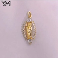 Pendentifs religieux YM Amulet Charm plaqués or 18 carats avec micro-pavé de zircone cubique arc-en-ciel, représentant les Saints Jude, Thaddeus, San Judas et Saint Halo