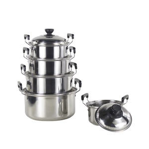 Sustainable 10-Piece Cookware Set 16/18/20/22/24cm Stainless Steel <strong>Cooking</strong> <strong>Pots</strong> with Straight <strong>Shape</strong> for Kitchen Use