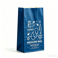 Sac en papier médical SOS à fond carré, sac de pharmacie en kraft blanc en gros pour l'emballage de pilules, comprimés, capsules et médicaments en pharmacie