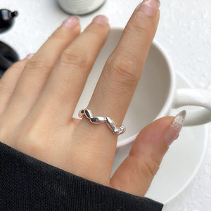 Anillo de Plata de Ley S925 con Diseño de Grano de Arroz para Mujer, Anillo Abierto para Uso Diario, Joyería Fina, Color Plateado - Product Image 1