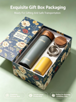 Nouvelle conception, bouteilles droites en acier inoxydable avec couvercle en bois, 350 ml et 500 ml, isolées sous vide, avec infuseur