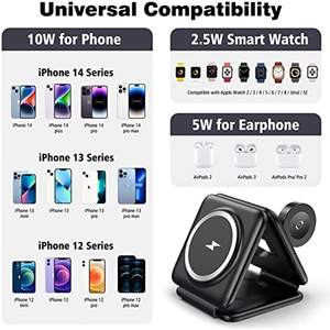 Cargador inalámbrico magnético para <span class=keywords><strong>iPhone</strong></span> 3 en 1 Estación de carga plegable Pad <span class=keywords><strong>Dock</strong></span> Stand para <span class=keywords><strong>Apple</strong></span> <span class=keywords><strong>Watch</strong></span> Airpod - Product Image 5