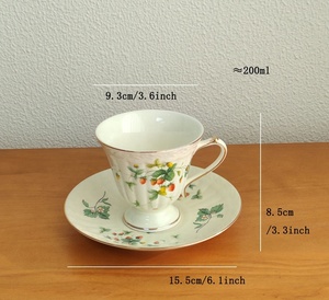 Juego de Taza y Platillo de Cerámica Europea con Borde Dorado, Taza de Té Estilo Británico para el Hogar, Restaurante y Regalo - Product Image 2