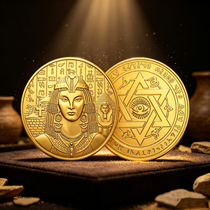 Monedas y Medallas Conmemorativas de Metal Chapado en Oro con Temática de Animales del Dios Sol Egipcio y Pirámides Griegas Antiguas - Product Image 4
