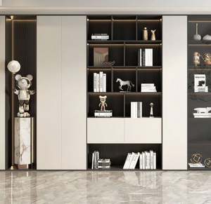 Meubles de maison modernes Bibliothèque en bois avec porte Organisateur de stockage de salon et panneau d'armoire de bureau Style - Product Image 4