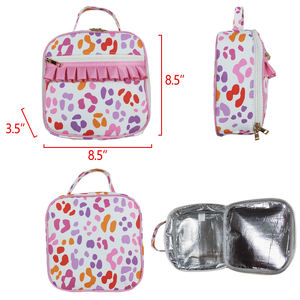 NO quantité minimale de commande RTS Enfants Bébé Fille Léopard Boîte À Lunch Polyester Préscolaire Sacs À Lunch avec Fermeture À Glissière - Product Image 5
