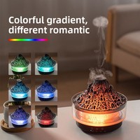 Diffuseur d'aromathérapie portable en plastique effet lave de glacier, alimenté par USB, flamme simulée sept couleurs, fonction humidificateur d'air, usage domestique