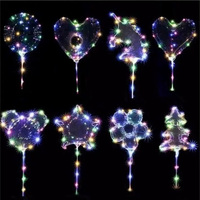 Mini ballons BOBO transparents à LED avec lumière, forme d'étoile de Noël, de cœur, de rond, ballons BOBO lumineux pour fête