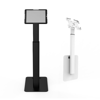 Support portable pour ordinateur portable Peacemounts PFS-1E10, réglable en hauteur, base pliable, support universel pour tablette, kiosque, support de sol, métal blanc