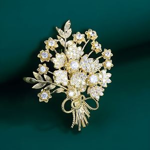 Broche Fleur en Alliage Plaqué Or avec Strass en Cristal, Épingle, Breloque, Embellissement, Bijoux DIY, Accessoires de Fiançailles et de Mariage - Product Image 5