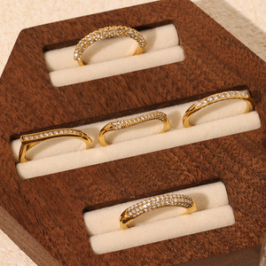 Anillos de dedo índice de acero inoxidable chapado en oro de 18 quilates de PVD de gama alta, anillo de circón Simple para mujer, joyería, fiesta de compromiso o regalo - Product Image 3