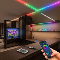 Bande lumineuse LED intelligente Joystar 5M RGB IP65 USB à intensité variable avec télécommande, 16 couleurs, éclairage décoratif pour la maison, l'hôtel, le bar