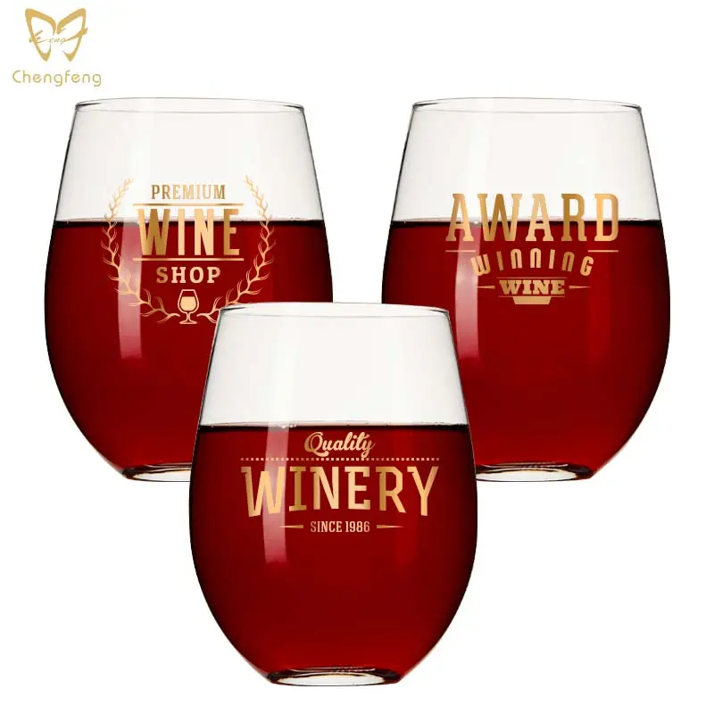 Cadeau sur mesure tasses à vin Logo personnalisé décalcomanie verres à vin sans pied givré haute qualité verres à vin de luxe verre à boire