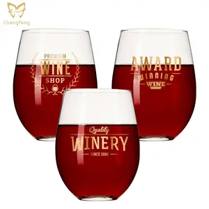 Su misura coppe di vino regalo con Logo personalizzato decalcomania senza stelo bicchieri da vino di lusso glassati di alta qualità bicchieri da bere