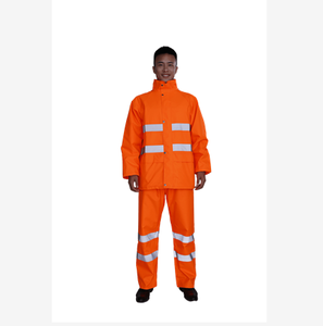 Manteau de pluie long imperméable haute visibilité pour les secours en cas d'inondation, les travailleurs en extérieur et le transport, avec bandes réfléchissantes - Product Image 1