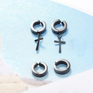 Stainless Steel Zircon Ear <b>Clips</b> Set Cross Design Earrings For Men Party Fashion Jewelry - Product Image 4