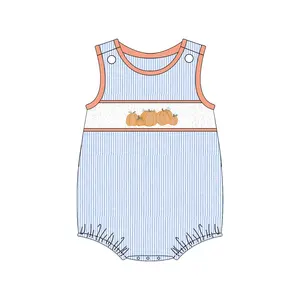 Puresun Halloween Smocked Children Clothing Newest Cotton Baby Girl Clothing With Pumpkins Embroidery