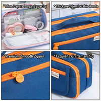 Trousse à crayons double couleur portable pour étudiants, grande capacité, multi-couches, avec fermeture éclair, pochette à stylos, rangement de fournitures scolaires, logo personnalisé, unisexe