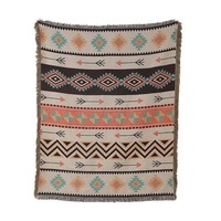 Meilleures ventes : Couverture de canapé moderne marocaine à motif flèche tribal, tissée jacquard géométrique, plaid de loisirs, châle ethnique bohème à franges
