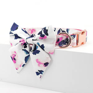 Conjunto de Correa y collar de perro con lazo floral y femenino ajustable, accesorios para mascotas - Product Image 5