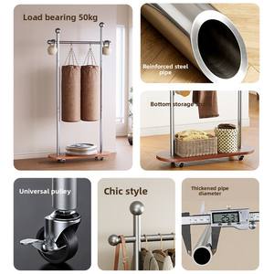 מתלה מעילים דו-שכבתי יוקרתי קל משקל לחדר שינה, מתלה בגדים ביתי פשוט, מתלה רצפתי נייד ממתכת לאחסון - Product Image 2