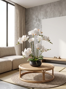 Orchidea Bianca Artificiale in Vaso di Vetro, Composizione Realistica di Phalaenopsis con Supporto per Decorazione da Tavolo per Casa e Ufficio - Product Image 5