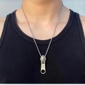 Vente directe usine – Collier à fermeture éclair en acier titane, chaîne de clavicule, bijoux tendance pour le quotidien, été 2024 - Product Image 3