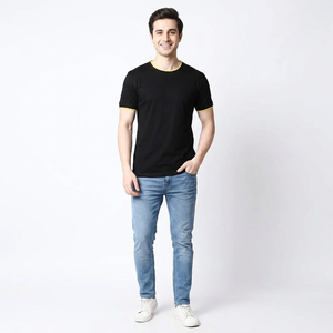 T-shirt d'entraînement pour homme de qualité supérieure, 100% coton, coupe ample, décontracté, manches courtes, haute élasticité, anti-froissement, séchage rapide, respirant - Product Image 1