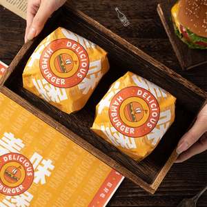 Papier d'emballage pour hamburgers écologique en gros, résistant à la graisse, logo personnalisé, antiadhésif pour boulangerie, restaurant, restauration rapide, emballage à emporter - Product Image 1