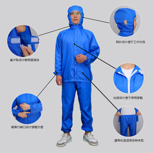 Ropa de Trabajo para Procesamiento de Alimentos, Traje con Capucha y Cuello Alto, Conjunto de Dos Piezas, Manga Larga, para Taller, Hombres y Mujeres, Poliéster Puro, Primavera 2024 - Product Image 3