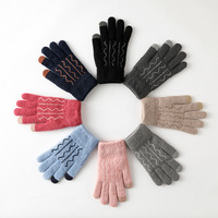 Gants en tricot acrylique personnalisés avec logo, mélange acrylique chaud, avec bouts de doigts contrastants, pour hommes et femmes, gants en tricot pour la saison froide