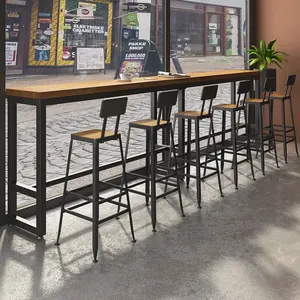 Высокий боковой бар Дешевое кафе, ресторан, клуб, деревянное сиденье, металлический каркас, обеденные барные стулья, барные стулья