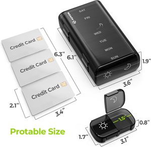 Caixa Organizadora de Medicamentos Semanal AM PM para Viagem, Tamanho <span class=keywords><strong>XL</strong></span>, Preta - Product Image 5