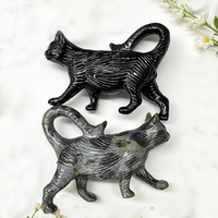 Figurine de chat en marche en pierre semi-précieuse naturelle de 6 cm, statue en cristal sculptée à la main, ornement animal Feng Shui écologique et apaisant