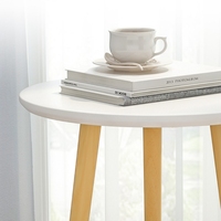 Table basse ronde moderne à emboîtement, pieds en hêtre, tables d'appoint modernes à 3 pieds pour salon, balcon, maison et bureau