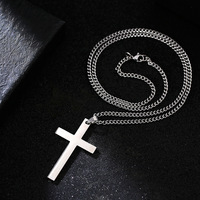 Collier classique en acier inoxydable avec pendentif croix gravé d'un extrait biblique, cadeau pour les croyants et croyantes