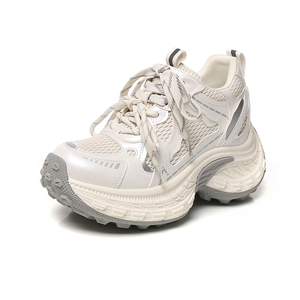 Baskets compensées à semelle épaisse pour femmes, collection Printemps-Automne 2026, best-seller, violettes, à lacets, chaussures de marche respirantes, légères et décontractées - Product Image 2