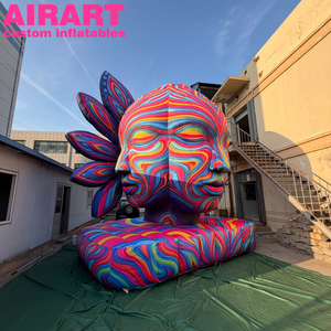 Sculpture géante gonflable en forme de visage artistique aux couleurs psychédéliques pour la scène de festival de musique - Product Image 6